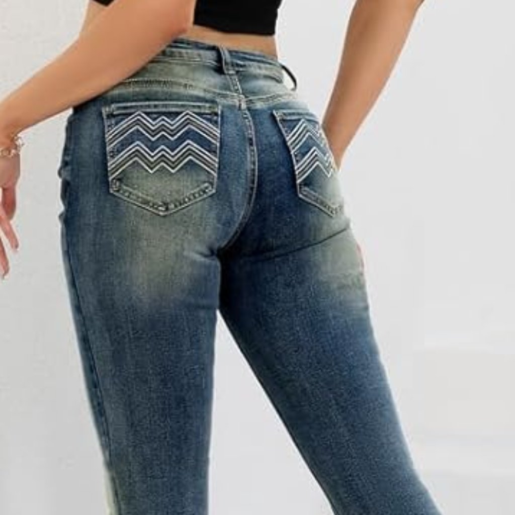 Womens Cowgirl Jeans 90s Mid Rise Bootcut High Stretch Denim